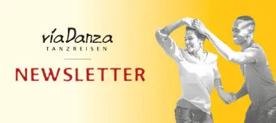 Link zum Newsletter-Anmeldeformular Bild mit tanzendem Paar und Aufschrift viadanza Newsletter